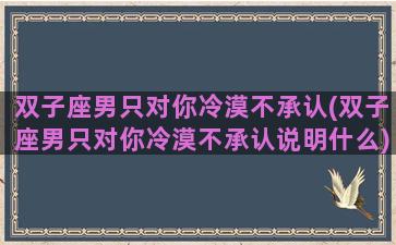 双子座男只对你冷漠不承认(双子座男只对你冷漠不承认说明什么)