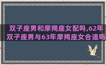 双子座男和摩羯座女配吗,62年双子座男与63年摩羯座女合适吗