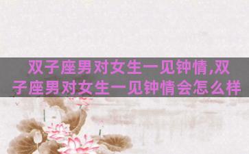 双子座男对女生一见钟情,双子座男对女生一见钟情会怎么样