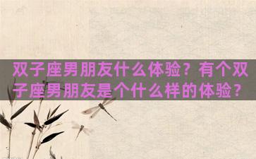 双子座男朋友什么体验？有个双子座男朋友是个什么样的体验？