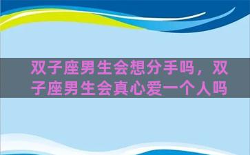 双子座男生会想分手吗，双子座男生会真心爱一个人吗