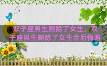 双子座男生删除了女生，双子座男生删除了女生会后悔吗