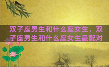双子座男生和什么座女生，双子座男生和什么座女生最配对
