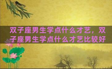 双子座男生学点什么才艺，双子座男生学点什么才艺比较好