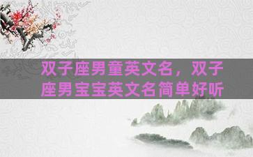 双子座男童英文名，双子座男宝宝英文名简单好听