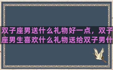 双子座男送什么礼物好一点，双子座男生喜欢什么礼物送给双子男什么礼物最好