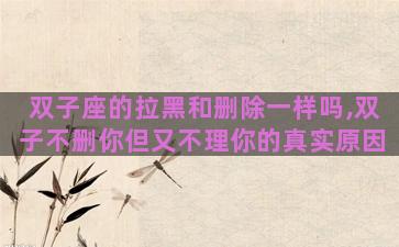 双子座的拉黑和删除一样吗,双子不删你但又不理你的真实原因