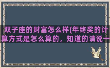双子座的财富怎么样(年终奖的计算方式是怎么算的，知道的请说一下。谢谢)