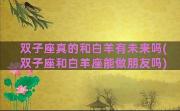 双子座真的和白羊有未来吗(双子座和白羊座能做朋友吗)