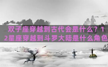 双子座穿越到古代会是什么？12星座穿越到斗罗大陆是什么角色