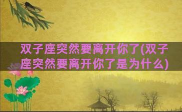 双子座突然要离开你了(双子座突然要离开你了是为什么)
