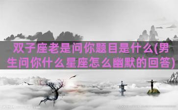 双子座老是问你题目是什么(男生问你什么星座怎么幽默的回答)