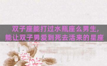 双子座能打过水瓶座么男生,能让双子男爱到死去活来的星座