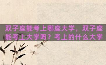 双子座能考上哪座大学，双子座能考上大学吗？考上的什么大学