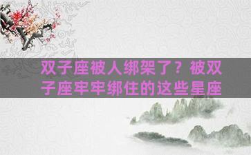 双子座被人绑架了？被双子座牢牢绑住的这些星座