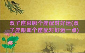 双子座跟哪个座配对好运(双子座跟哪个座配对好运一点)
