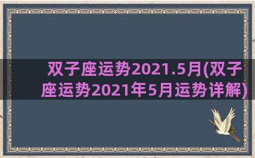双子座运势2021.5月(双子座运势2021年5月运势详解)