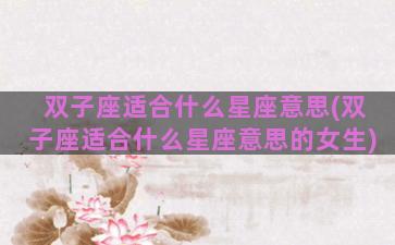 双子座适合什么星座意思(双子座适合什么星座意思的女生)
