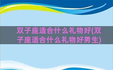 双子座适合什么礼物好(双子座适合什么礼物好男生)