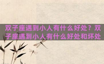 双子座遇到小人有什么好处？双子座遇到小人有什么好处和坏处