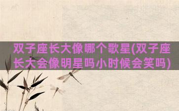双子座长大像哪个歌星(双子座长大会像明星吗小时候会笑吗)