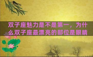 双子座魅力是不是第一，为什么双子座最漂亮的部位是眼睛