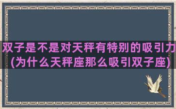 双子是不是对天秤有特别的吸引力(为什么天秤座那么吸引双子座)