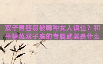 双子男容易被哪种女人镇住？和平精英双子座的专属武器是什么