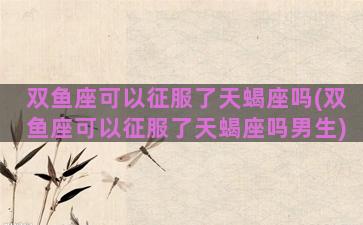 双鱼座可以征服了天蝎座吗(双鱼座可以征服了天蝎座吗男生)