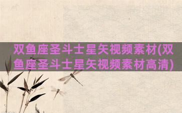 双鱼座圣斗士星矢视频素材(双鱼座圣斗士星矢视频素材高清)