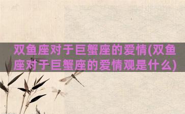 双鱼座对于巨蟹座的爱情(双鱼座对于巨蟹座的爱情观是什么)
