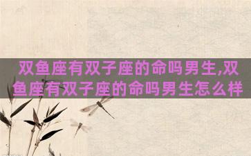 双鱼座有双子座的命吗男生,双鱼座有双子座的命吗男生怎么样