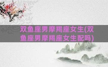 双鱼座男摩羯座女生(双鱼座男摩羯座女生配吗)