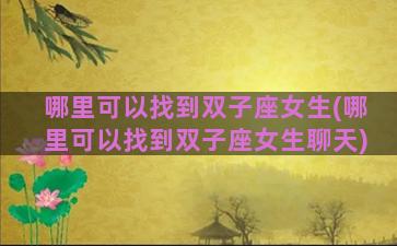 哪里可以找到双子座女生(哪里可以找到双子座女生聊天)