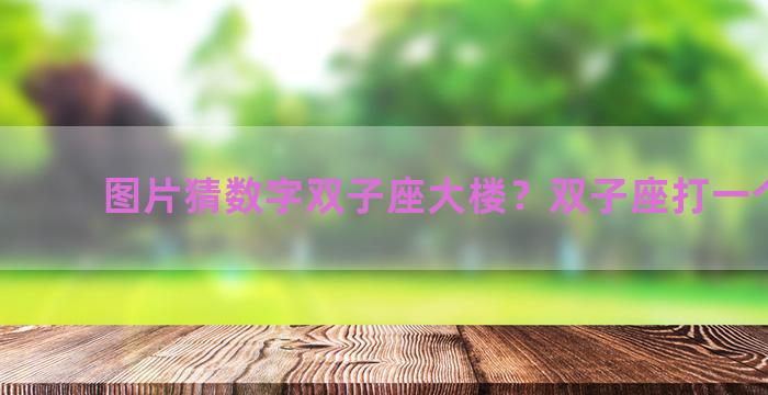 图片猜数字双子座大楼？双子座打一个数字