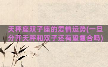 天秤座双子座的爱情运势(一旦分开天秤和双子还有望复合吗)