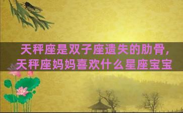 天秤座是双子座遗失的肋骨,天秤座妈妈喜欢什么星座宝宝