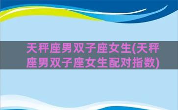 天秤座男双子座女生(天秤座男双子座女生配对指数)