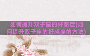 如何提升双子座的好感度(如何提升双子座的好感度的方法)