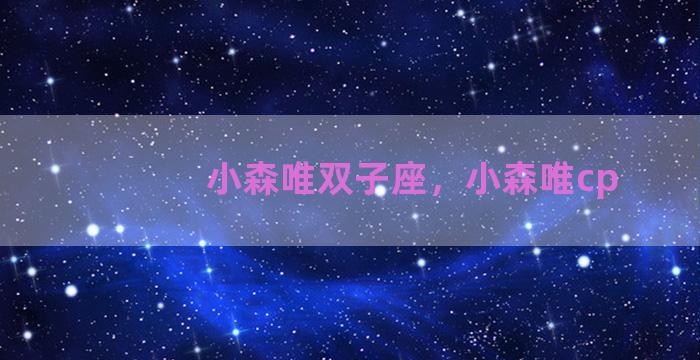 小森唯双子座，小森唯cp