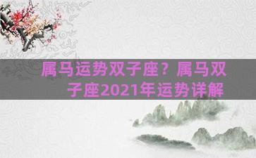 属马运势双子座？属马双子座2021年运势详解