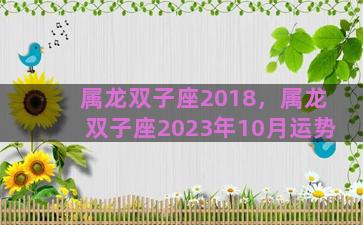 属龙双子座2018，属龙双子座2023年10月运势