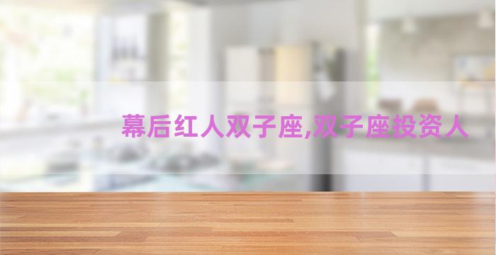 幕后红人双子座,双子座投资人 幕后红人双子座,双子座投资人