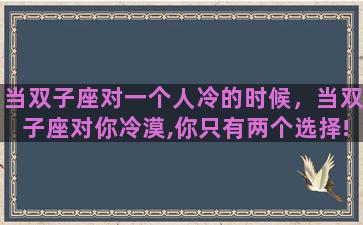 当双子座对一个人冷的时候，当双子座对你冷漠,你只有两个选择!