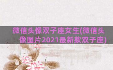 微信头像双子座女生(微信头像图片2021最新款双子座)