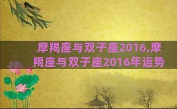 摩羯座与双子座2016,摩羯座与双子座2016年运势 摩羯座与双子座2016,摩羯座与双子座2016年运势
