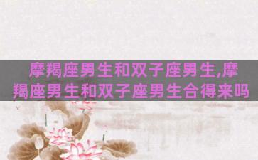 摩羯座男生和双子座男生,摩羯座男生和双子座男生合得来吗 摩羯座男生和双子座男生,摩羯座男生和双子座男生合得来吗