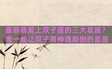 最容易爱上双子座的三大星座？唯一能让双子男神魂颠倒的星座