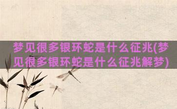 梦见很多银环蛇是什么征兆(梦见很多银环蛇是什么征兆解梦)