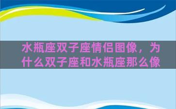 水瓶座双子座情侣图像，为什么双子座和水瓶座那么像
